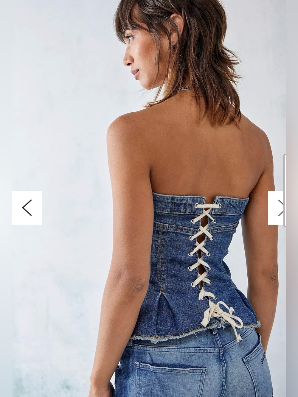 BDG western flare denim corset strapless top sz XS